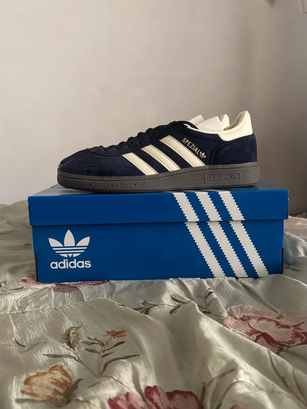 Adidas Spezial Navy Suede Sneakers with White Stripes